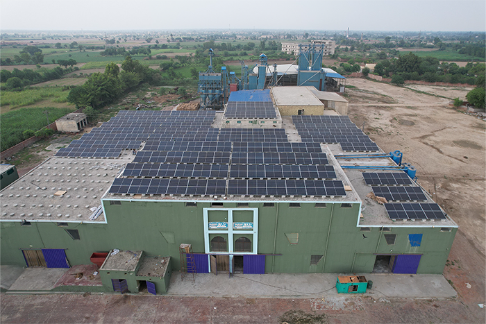 Solar plates on the rooftop of rice mill